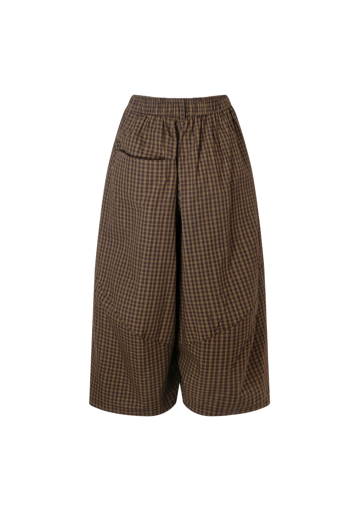 Checked balloon pants brown