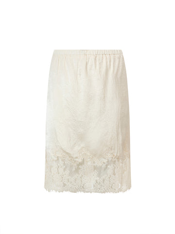 Satin lace skirt cream