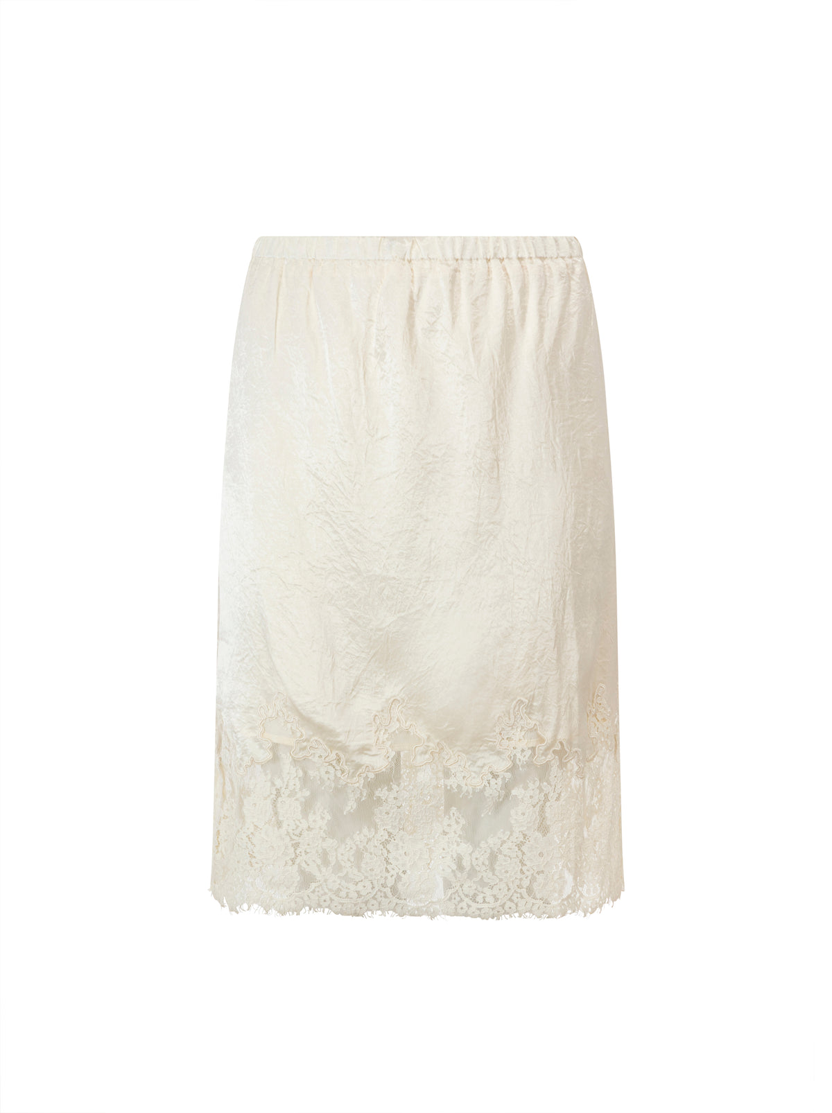 Satin lace skirt cream