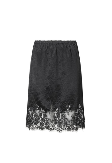 Satin lace skirt Black