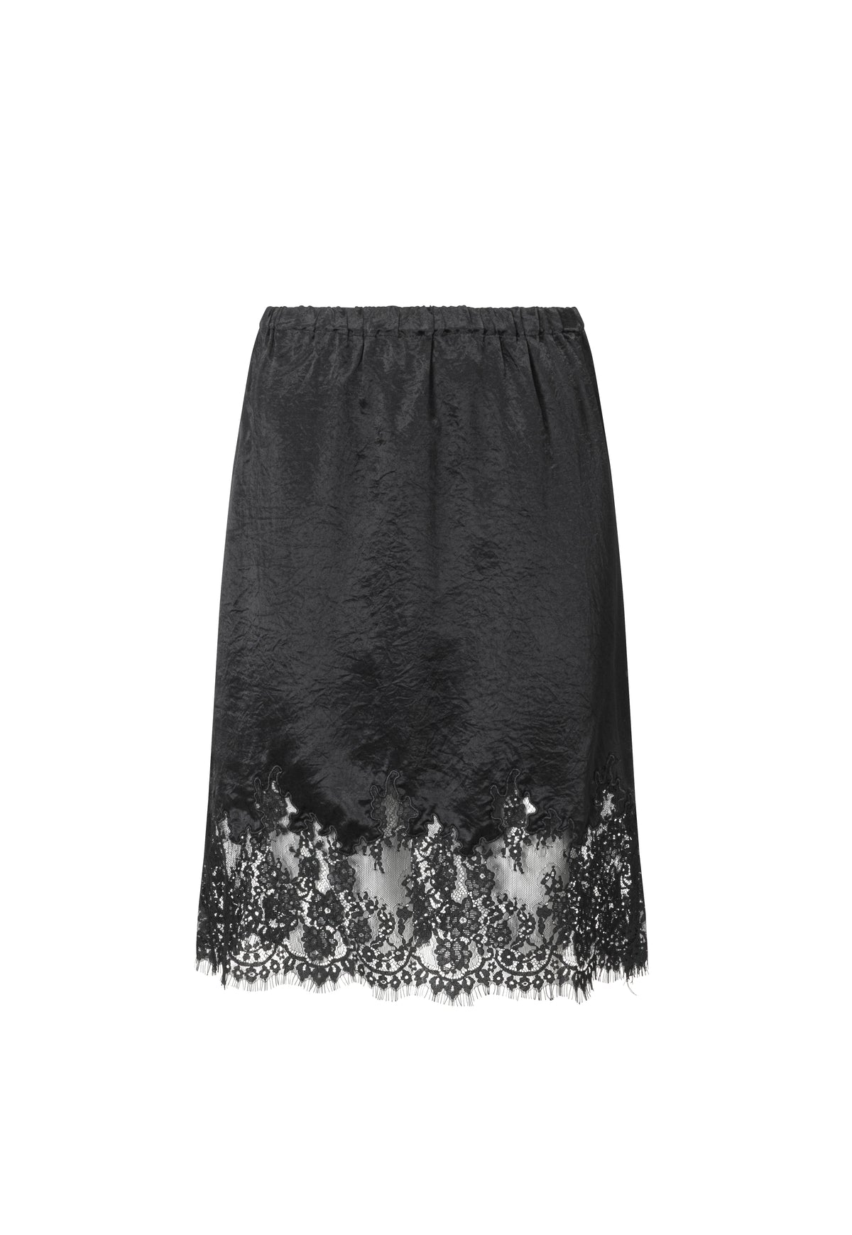Satin lace skirt Black