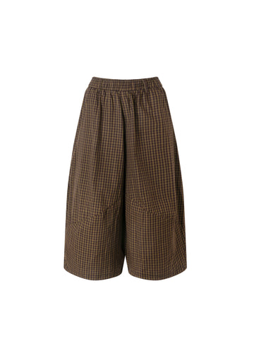 Checked balloon pants brown
