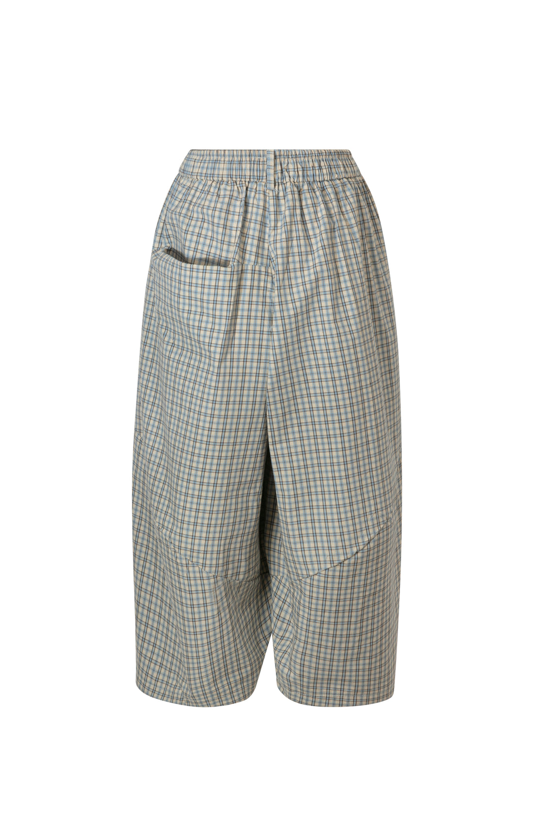 Checked balloon pants blue-beige