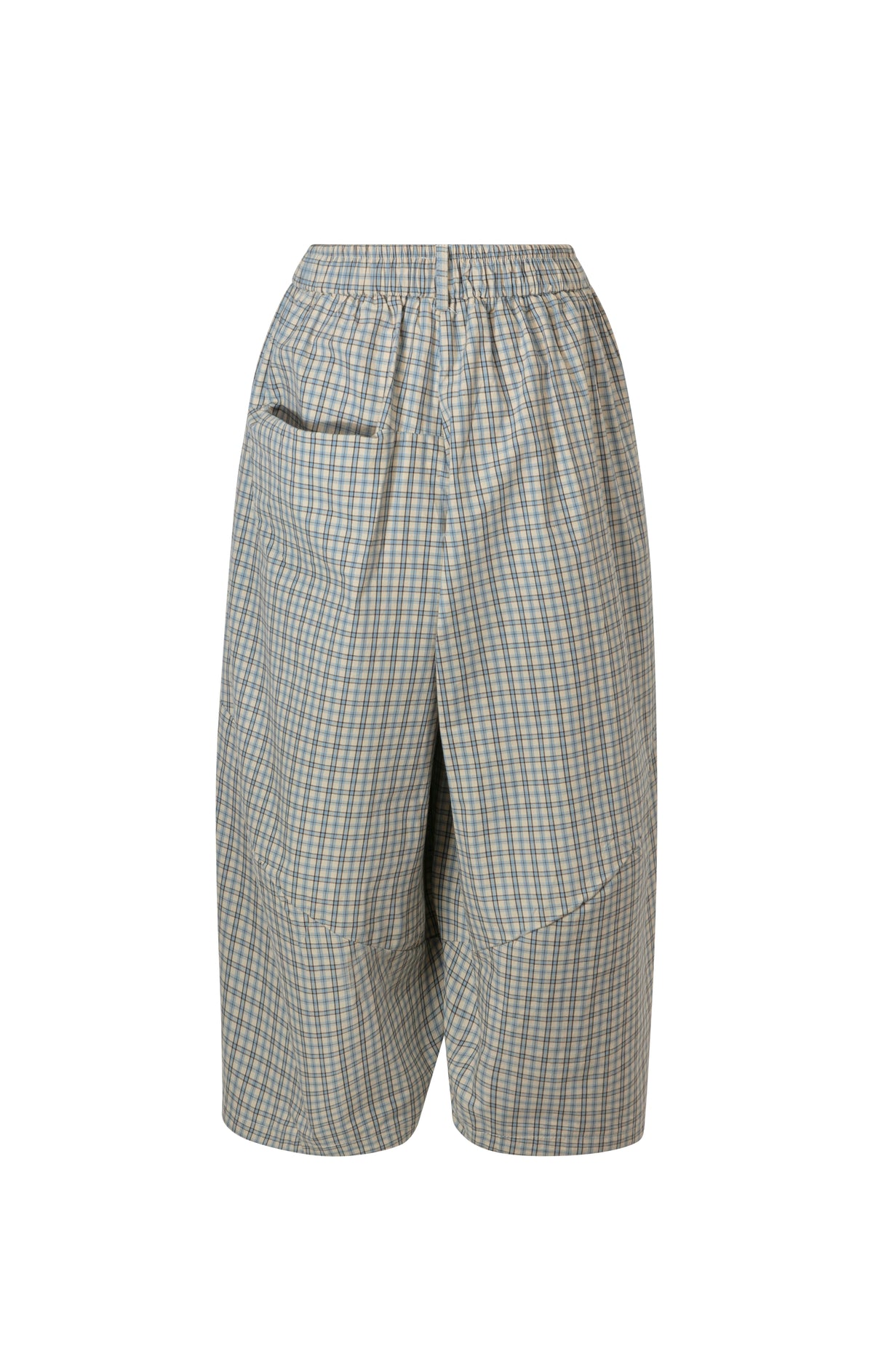 Checked balloon pants blue-beige