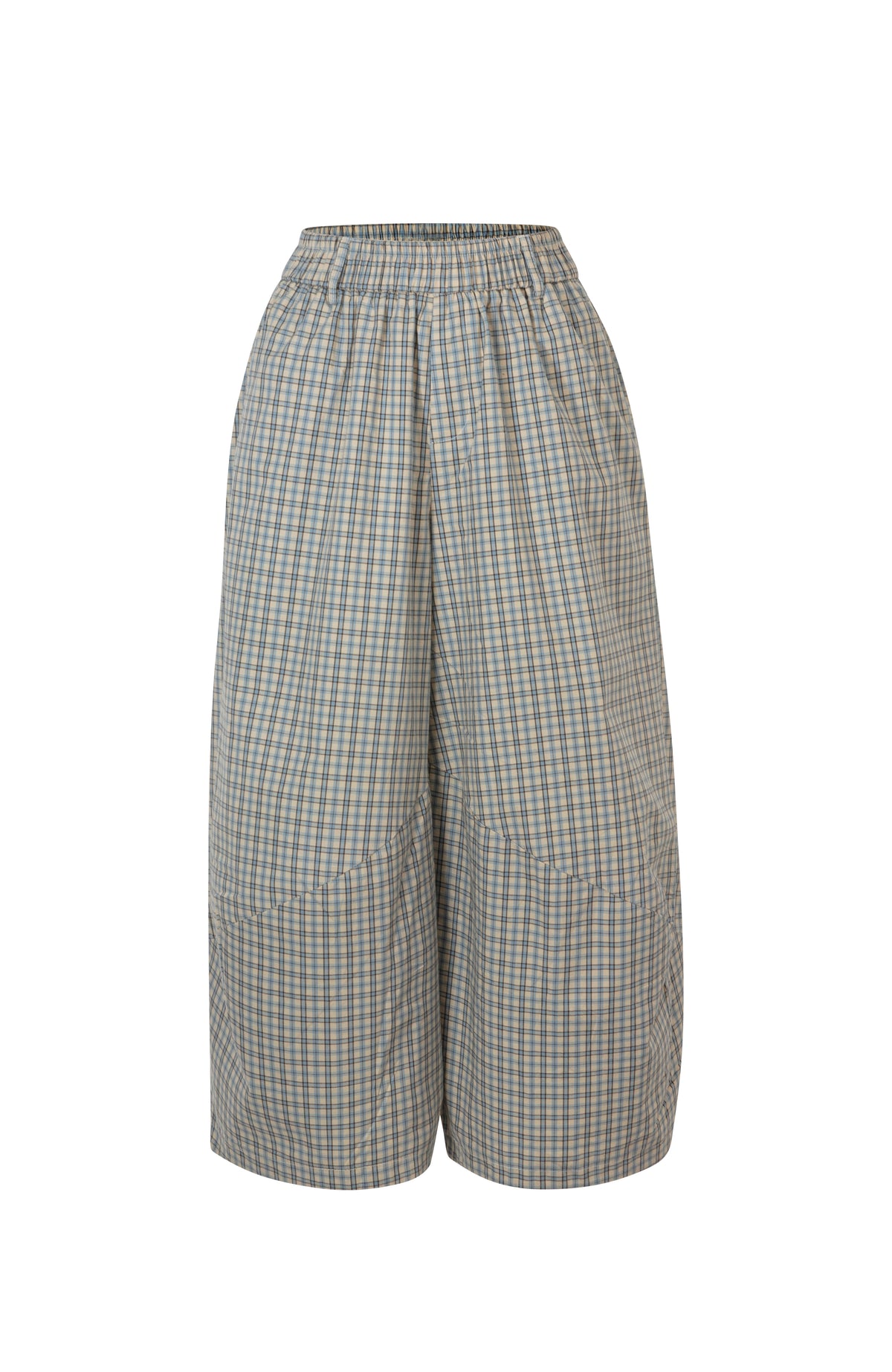 Checked balloon pants blue-beige