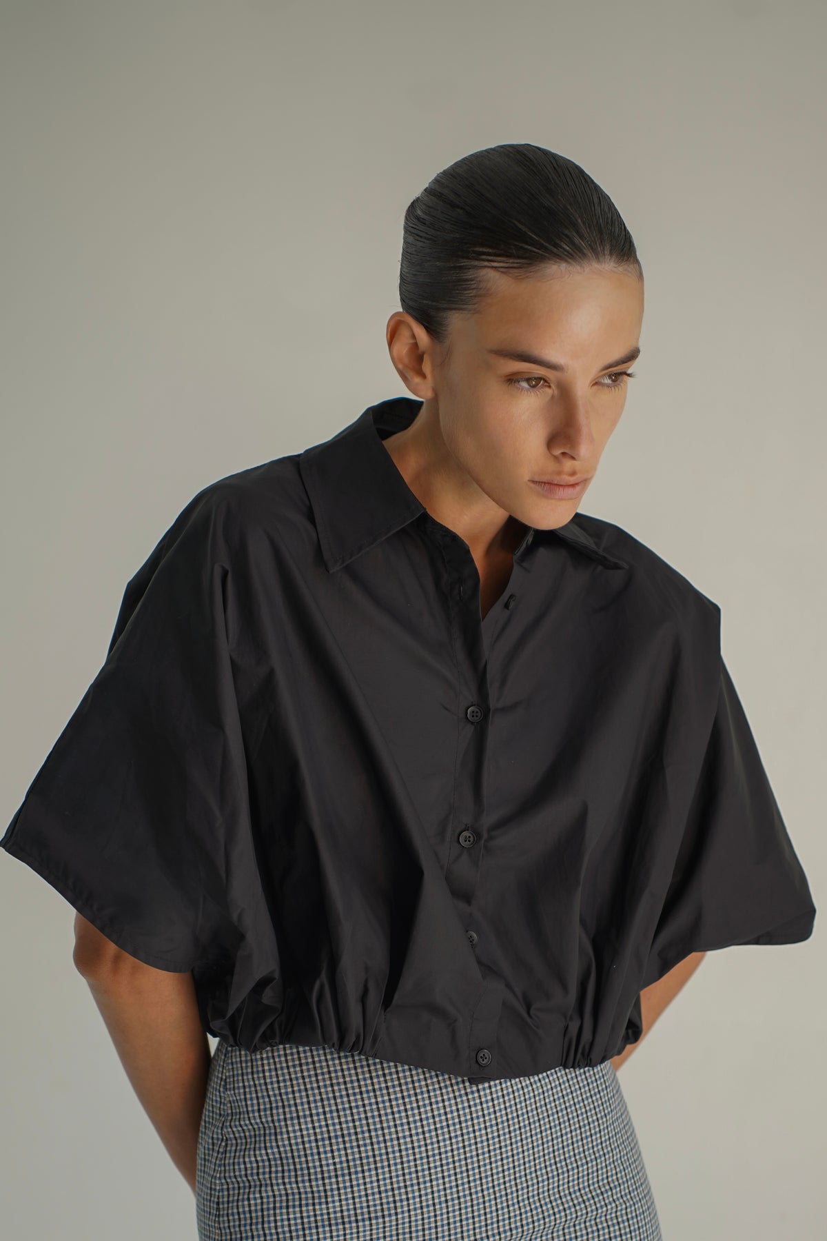Ballon button-up shirt black