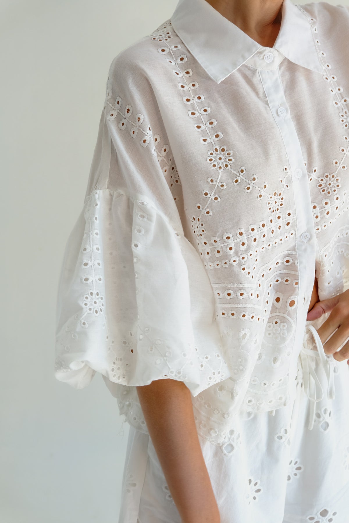 Macrame button-up shirt