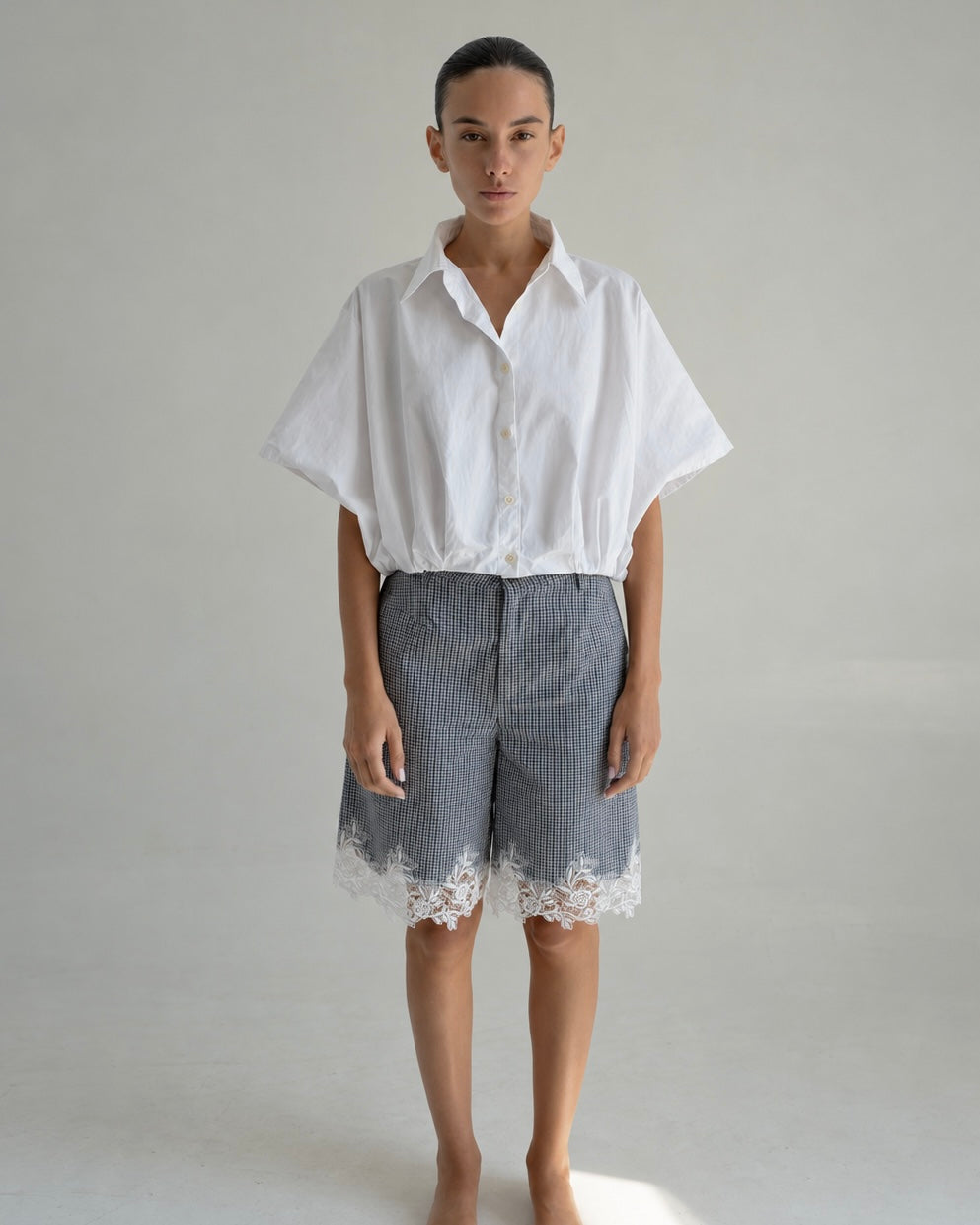 Lace check pants