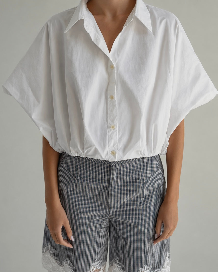 Ballon button-up shirt white