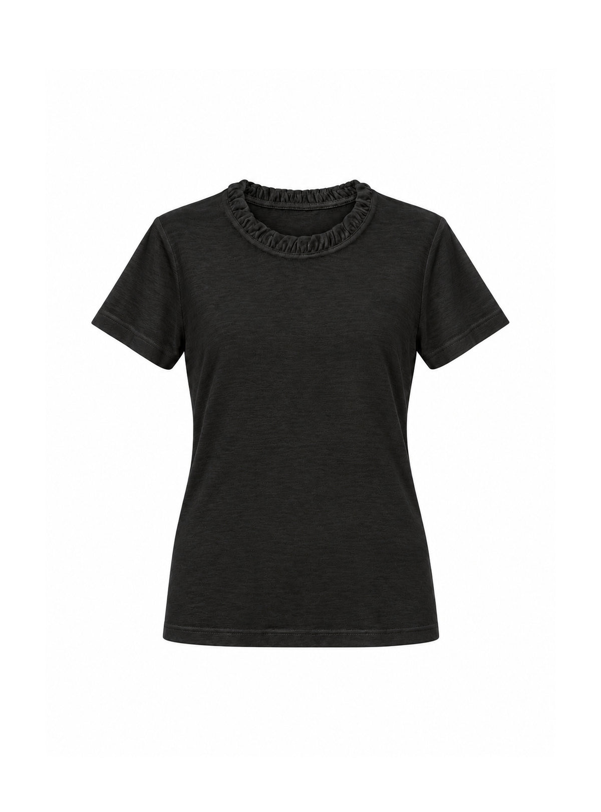 Ruched Neck T-Shirt black