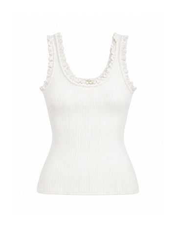 Ruffle Rib Tank white