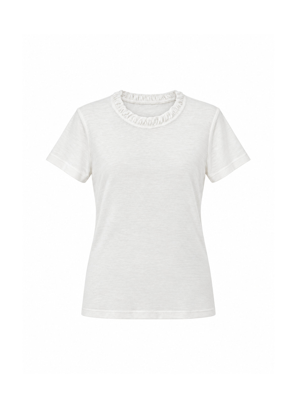 Ruched Neck T-Shirt white
